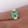 Vintage 5 Carat Emerald and Baguette Diamond in 18K Gold Ring