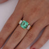 Vintage 5 Carat Emerald and Baguette Diamond in 18K Gold Ring