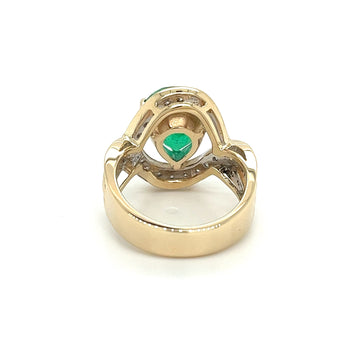 Vintage 5 Carat Pear Cut Emerald Crossover Double Split Shank 14K Gold Ring – Assay Jewelers