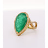 Vintage 9 Carat Pear Cut Zambian Emerald & Diamond Halo Ring Jacket in 18K Gold