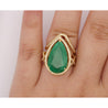 Vintage 9 Carat Pear Cut Zambian Emerald & Diamond Halo Ring Jacket in 18K Gold