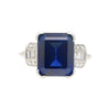 Vintage AGL Certified 6.80 Carat No Heat Blue Sapphire and Diamond Platinum Ring