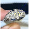 Vintage Art Deco 3 Carat Old Mine Cut Two Stone Double Diamond and Blue Sapphire Platinum Ring