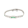 Vintage Art Deco Old Euro Cut Diamond and Emerald Bracelet in Platinum