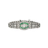 Vintage Art Deco Old Euro Cut Diamond and Emerald Bracelet in Platinum