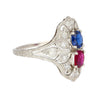 Vintage Art Deco Platinum 1.21 Carat Pink Ruby and Blue Sapphire Ring