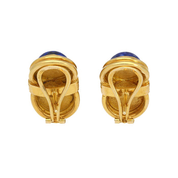 Vintage Cabochon Cut Lapis Lazuli and Diamond 18K Yellow Gold Clip-On Earrings – Assay Jewelers