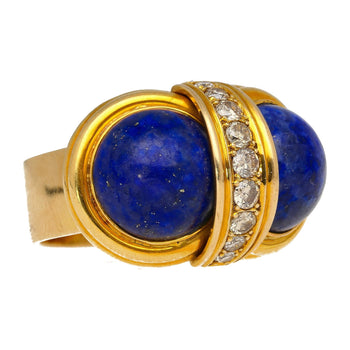 Vintage Cabochon Cut Lapis Lazuli and Diamond in 18K Yellow Gold Statement Rings – Assay Jewelers