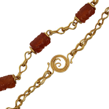 Vintage Carnelian Floral Carved Tube 22K Gold Chain Necklace – Assay Jewelers