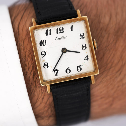 Vintage Cartier 14k Gold Manual Wind 25mm Square Case Watch