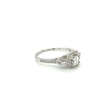 Vintage Dainty Emerald Cut Natural Diamond Ring in 18K White Gold – Assay Jewelers