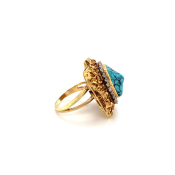 Vintage Raw Turquoise and Diamond Ring and Earring Set in 18k Gold – Assay Jewelers
