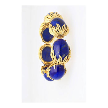 Vintage Retro Era 2.50 CTTW Blue Lapis Lazuli Bracelet in Floral 18K Yellow Gold – Assay Jewelers