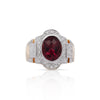 Vintage Retro Regal Style 5 Carat Red Tourmaline & Diamond Ring in 18K Gold