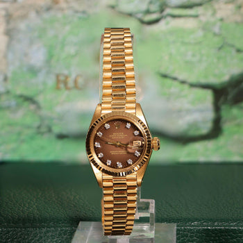Vintage Rolex 6917 Datejust Presidential 23mm Brown Diamond Dial Gold Watch – Assay Jewelers