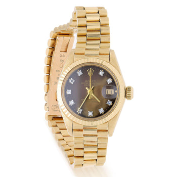 Vintage Rolex 6917 Datejust Presidential 23mm Brown Diamond Dial Gold Watch – Assay Jewelers