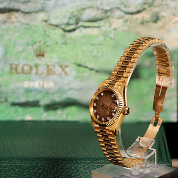 Vintage Rolex 6917 Datejust Presidential 26mm Brown Diamond Dial Gold Watch – Assay Jewelers