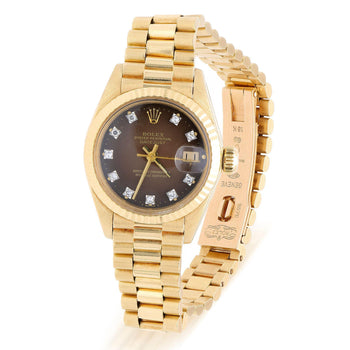 Vintage Rolex 6917 Datejust Presidential 26mm Brown Diamond Dial Gold Watch – Assay Jewelers