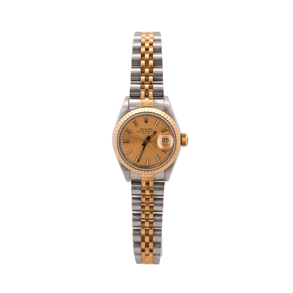 Vintage Rolex Datejust 26mm Two Tone 18K Gold Steel Fluted Bezel Jubilee Watch