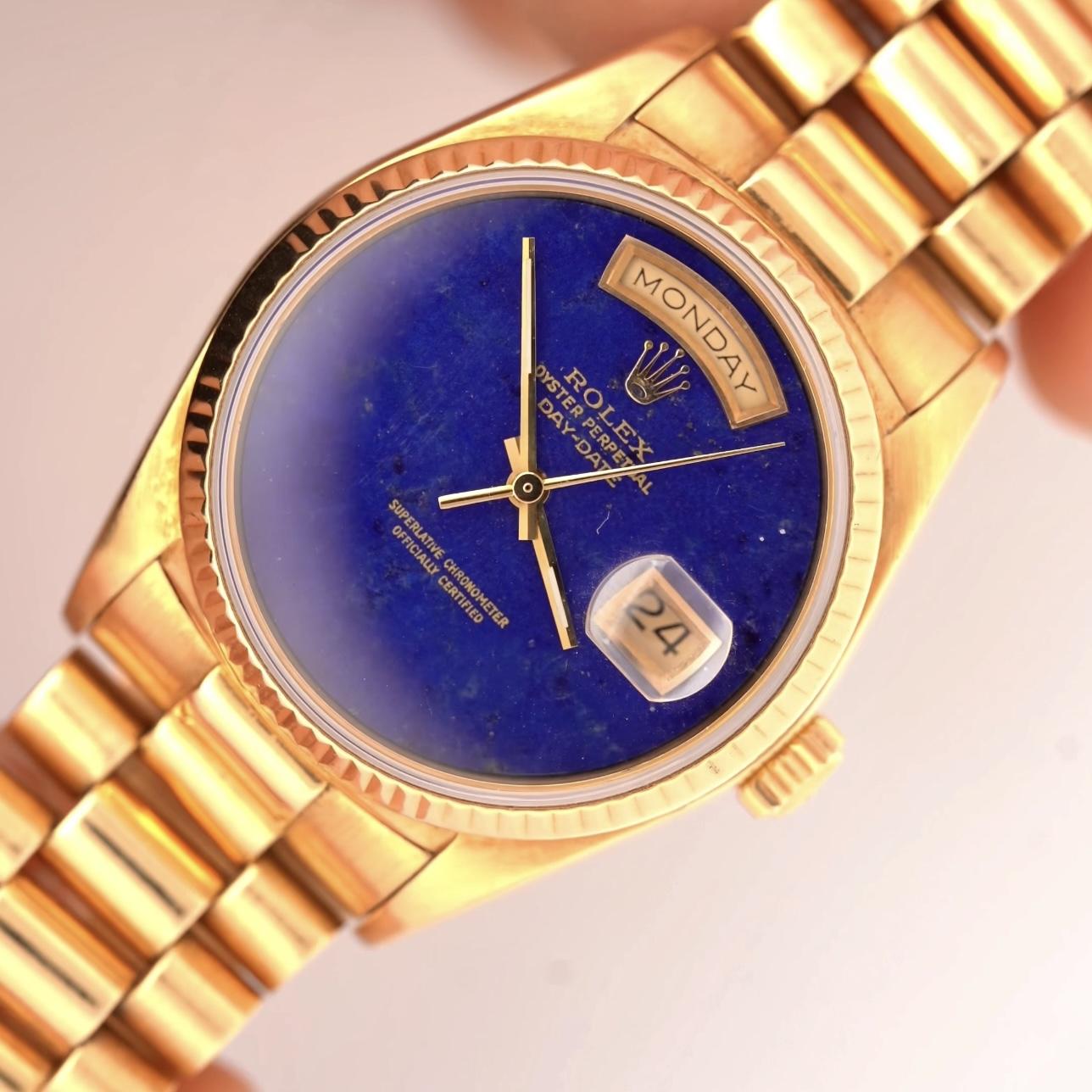 Vintage Rolex Day-Date Lapis Lazuli 18K Yellow Gold 36mm Watch