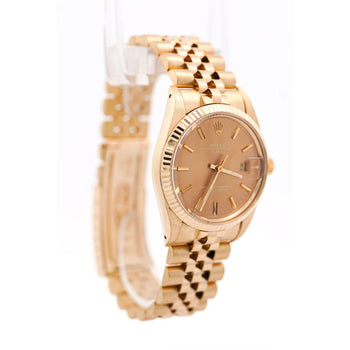 Vintage Rolex OP Date 34mm 14k Gold Champagne Dial Watch – Assay Jewelers