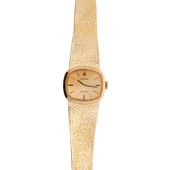Vintage Rolex Precision 22m 18K Gold Champagne Dial Manual Wind Watch