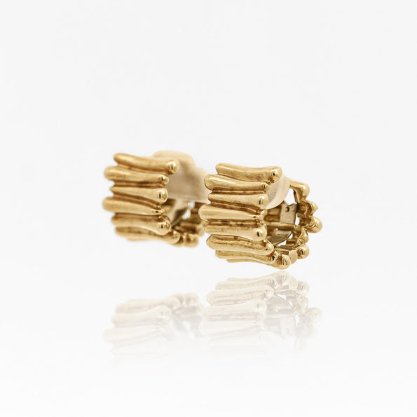 Vintage Tiffany & Co. Ribbed 18K Gold Ring & Earring Jewelry Set