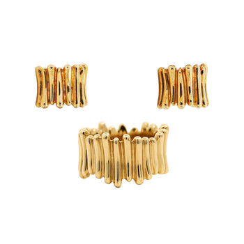 Vintage Tiffany & Co. Ribbed 18K Gold Ring & Earring Jewelry Set – Assay Jewelers