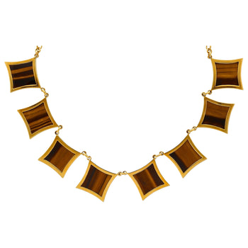 Vintage Tigers Eye Quartz and 18K Gold Necklace, G. Vascellari Signed – Assay Jewelers
