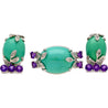 Vintage Turquoise, Amethyst and Diamond Ring, Earring, and Necklace Jewelry Set