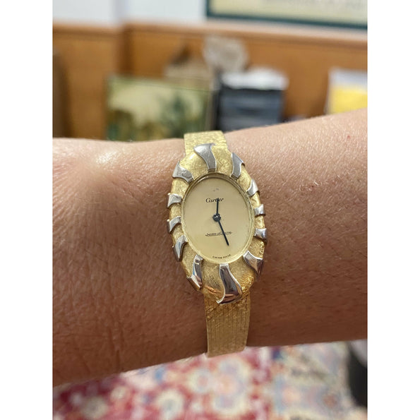 Vintage Two-Tone Cartier and Jaeger LeCoultre Watch in 18k Solid Yellow Gold