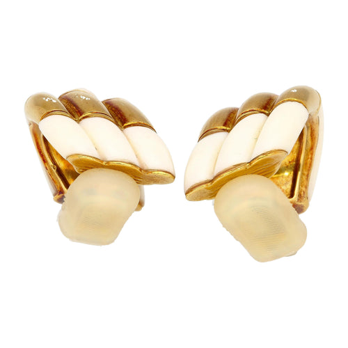 White Agate & 18K Yellow Gold Earring & Link Necklace Jewelry Set