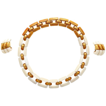 White Agate & 18K Yellow Gold Earring & Link Necklace Jewelry Set – Assay Jewelers