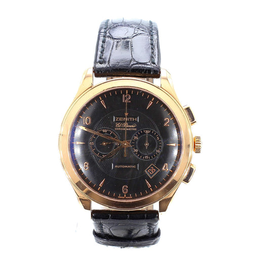 Zenith El Primero Grande Class Chronograph Automatic 18K Rose Gold Black Watch