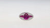 3.04 Carat Purplish Pink Trillion-Cut Ruby and Diamond Cocktail Ring