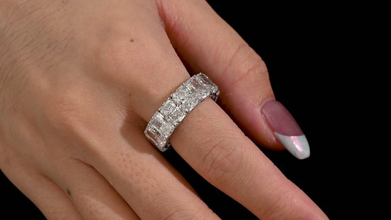 GIA Certified 15.01 Carat Radiant Cut Diamond 18K White Gold Eternity Band