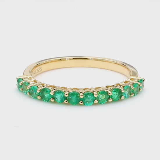1/2 Carat Round Colombian Emerald 14K Gold Half Eternity Band Ring