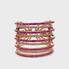 25 Carat Pink Sapphire & Diamond 18K Rose Gold Multi-Row Cuff Bangle Bracelet