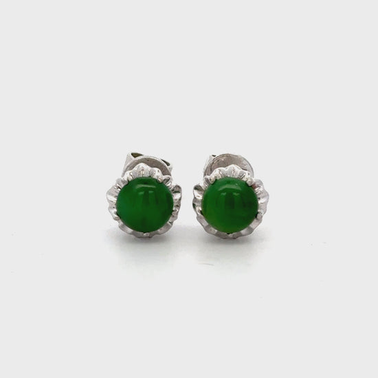 Certified Jadeite Jade A Platinum Stud Earrings