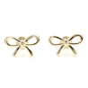 14K Gold Ribbon Stud Earrings 10mm Screw Back Closure