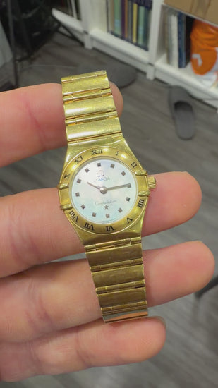 Omega Constellation My Choice 18K Gold Mother of Pearl Quartz Watch w Papers