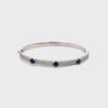 14K White Gold Diamond and Blue Sapphire Pave Bangle Bracelet